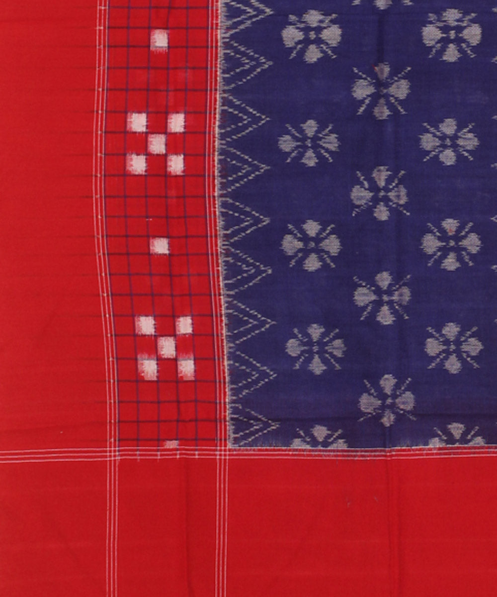 Red blue handwoven cotton sambalpuri stole