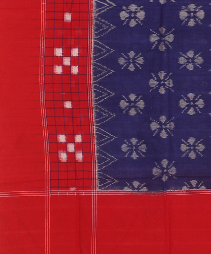 Red blue handwoven cotton sambalpuri stole