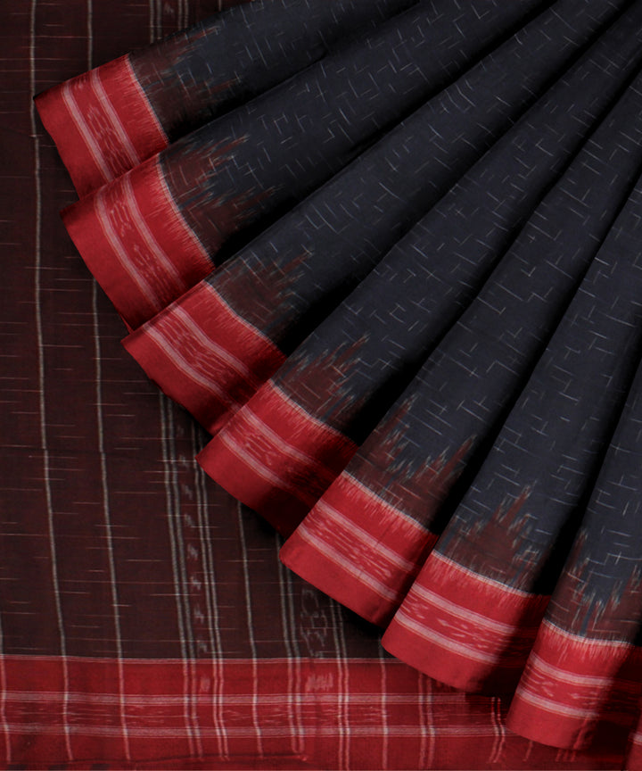 Navy blue red cotton handloom nuapatna saree