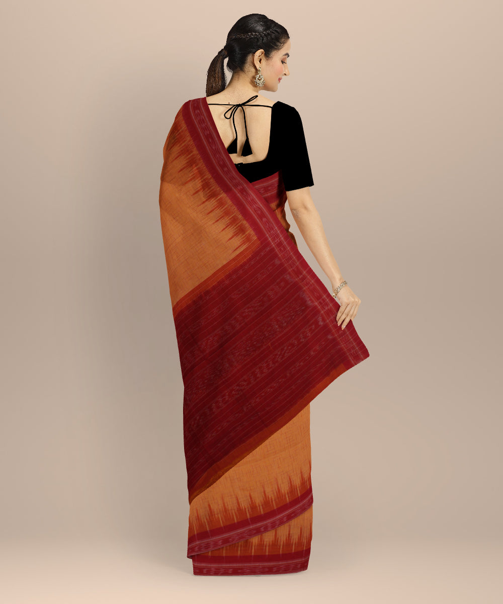 Yellow red cotton handloom nuapatna saree