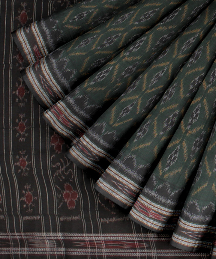 Dark green black cotton handloom nuapatna saree