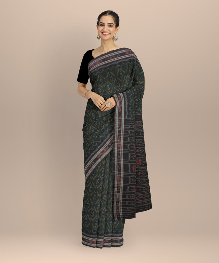 Dark green black cotton handloom nuapatna saree