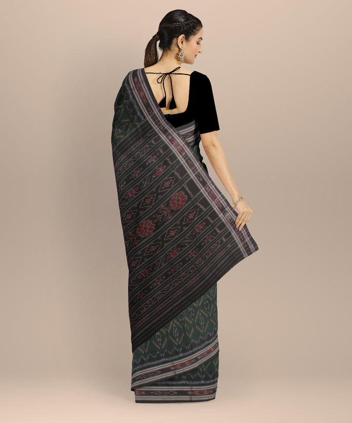 Dark green black cotton handloom nuapatna saree