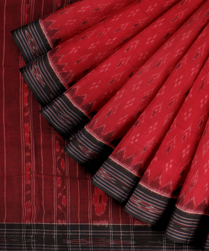 Red black cotton handloom nuapatna saree