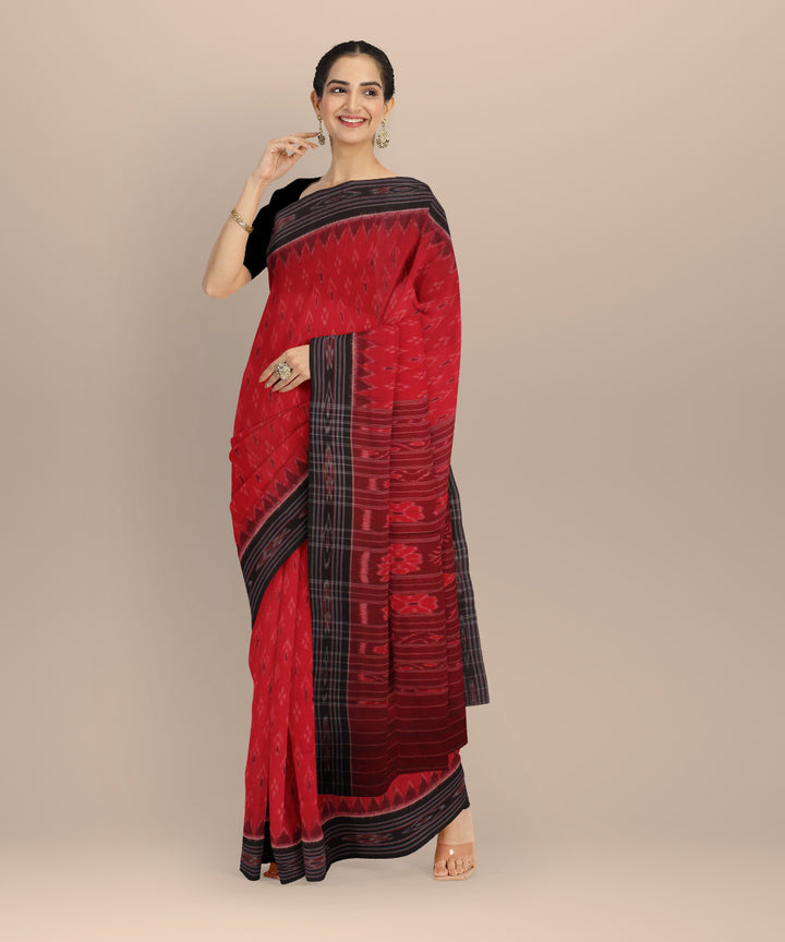 Red black cotton handloom nuapatna saree