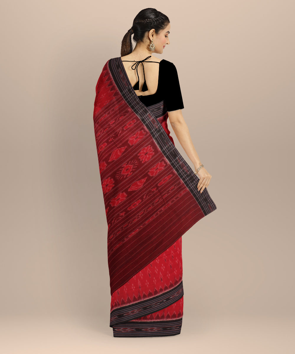 Red black cotton handloom nuapatna saree