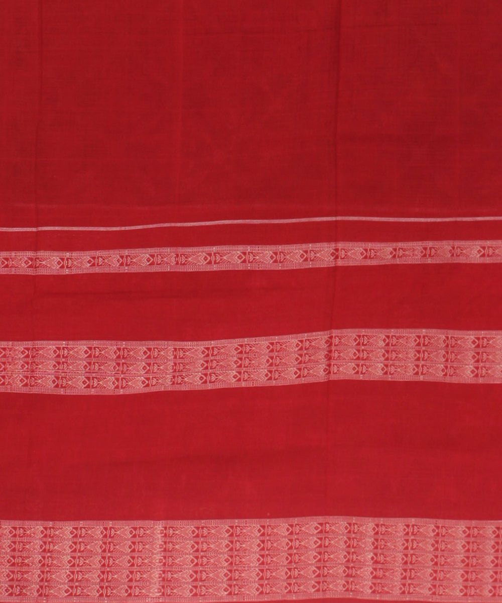 Maroon red wide border cotton handloom sambalpuri saree
