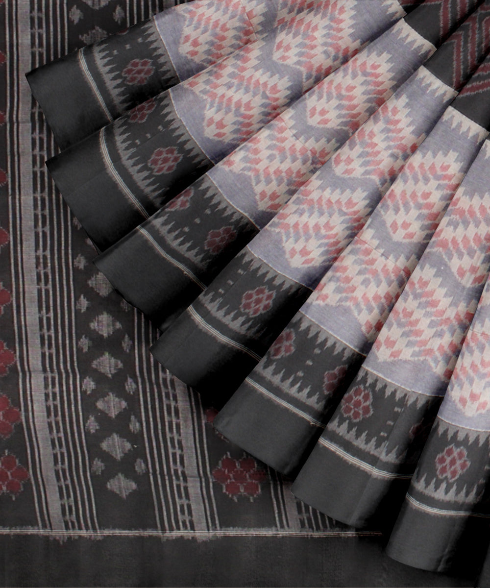Grey black cotton handloom sambalpuri saree