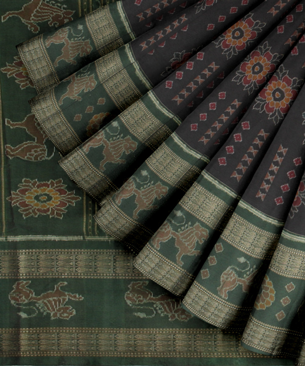 Black green cotton handloom sambalpuri saree