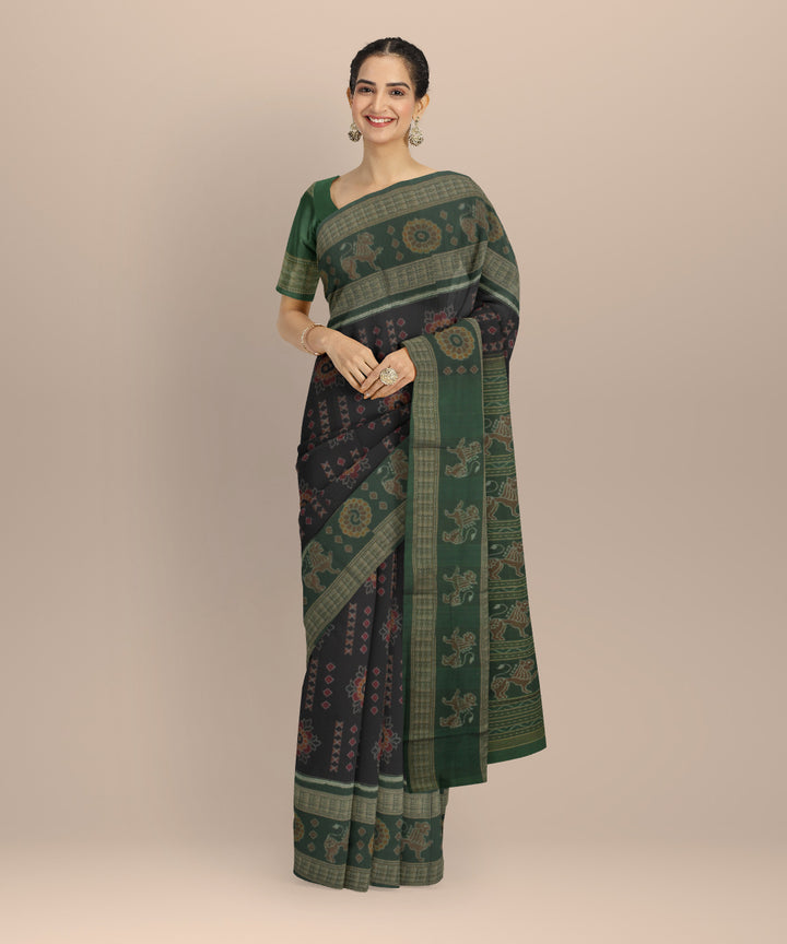Black green cotton handloom sambalpuri saree