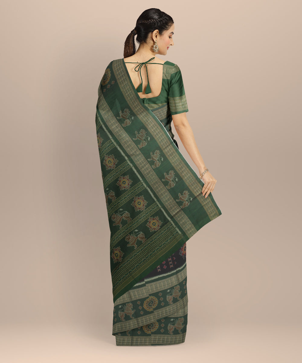Black green cotton handloom sambalpuri saree