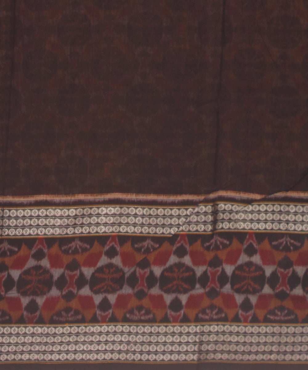 Mustard black cotton handloom sambalpuri saree