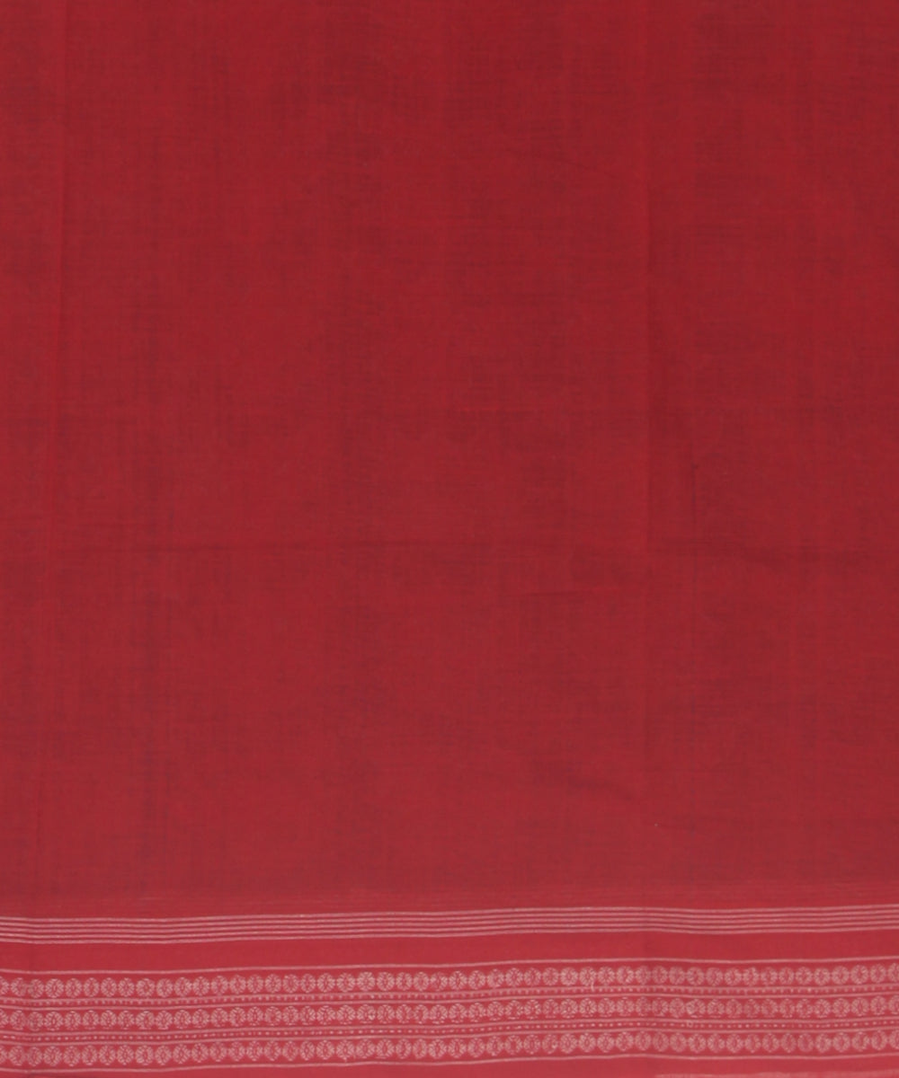 Sky blue red cotton handloom sambalpuri saree