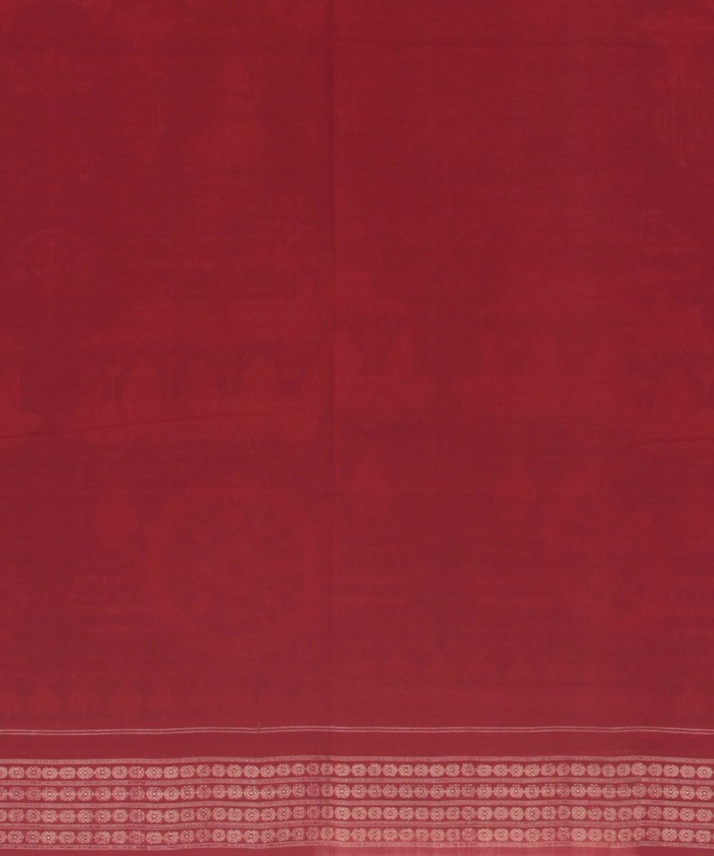 Maroon red cotton handloom sambalpuri saree