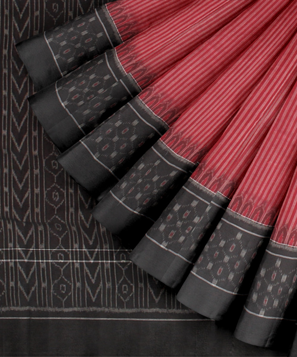 Red black cotton handloom sambalpuri saree