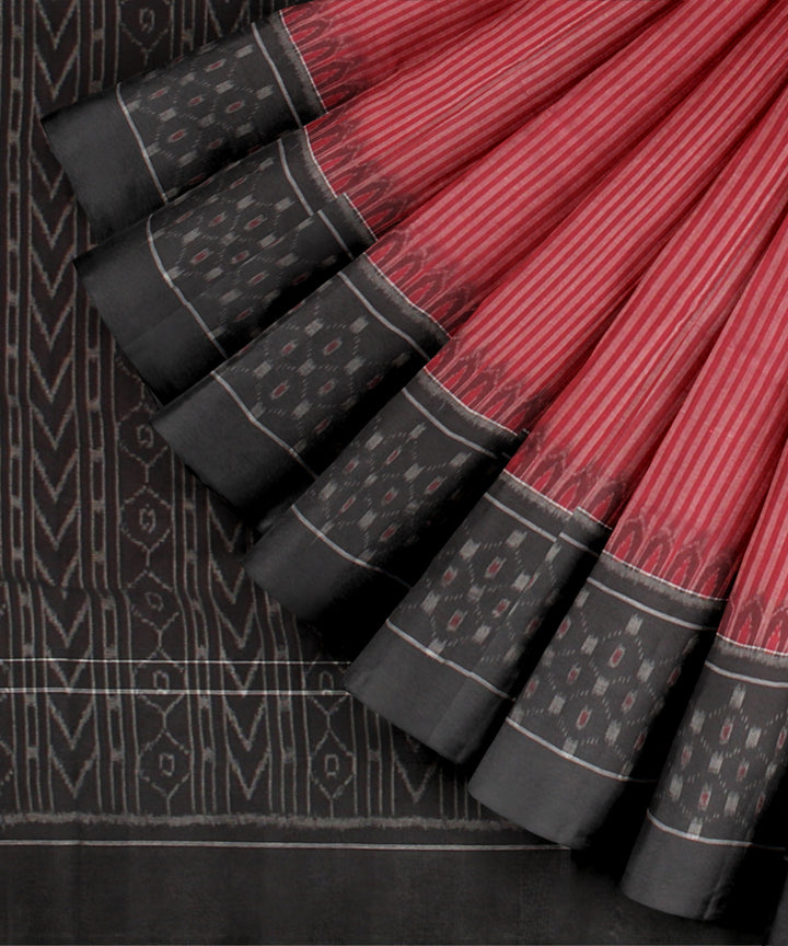 Red black cotton handloom sambalpuri saree
