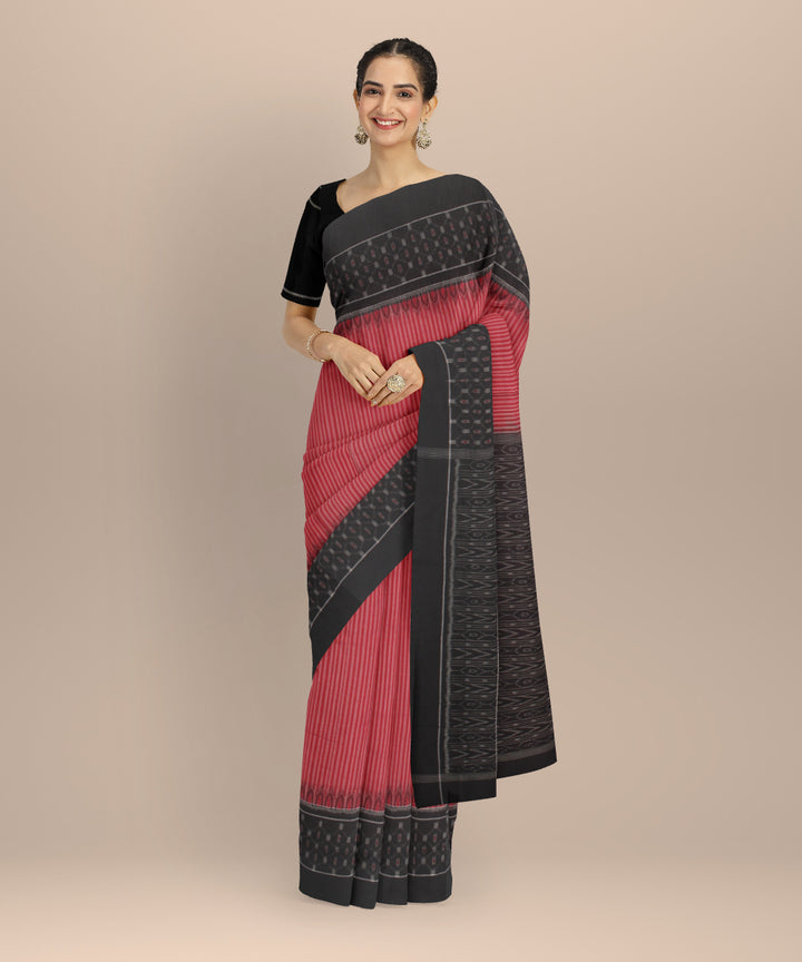 Red black cotton handloom sambalpuri saree