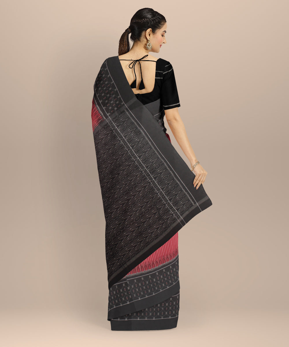 Red black cotton handloom sambalpuri saree