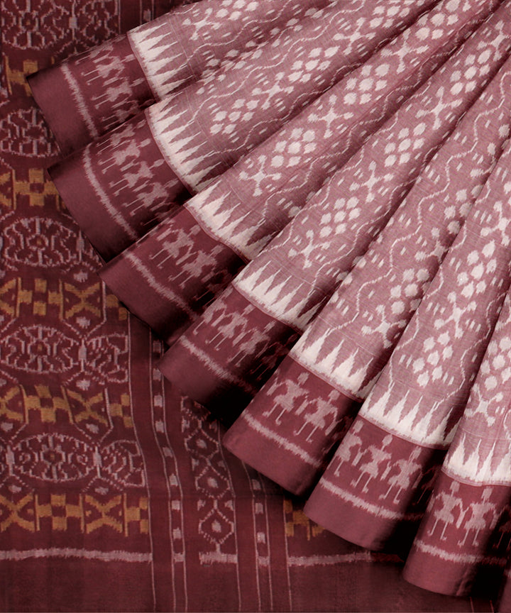 Peach maroon cotton handloom sambalpuri saree