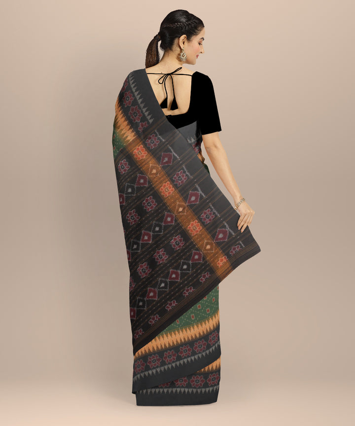 Olive green black cotton handloom sambalpuri saree