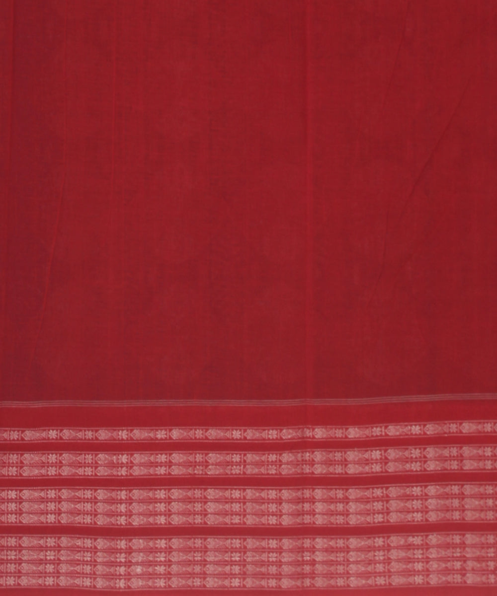 Teal blue red cotton handloom sambalpuri saree