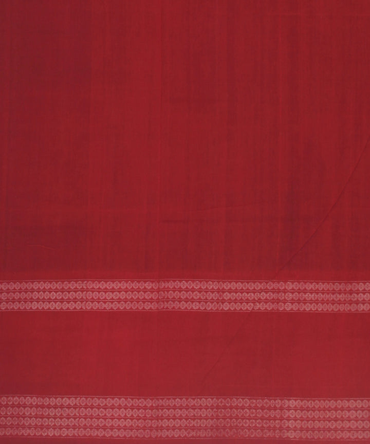 Dark green red cotton handloom sambalpuri saree