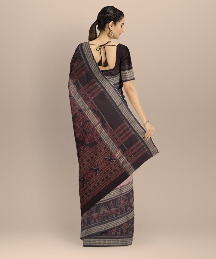 Peach brown cotton handloom sambalpuri saree