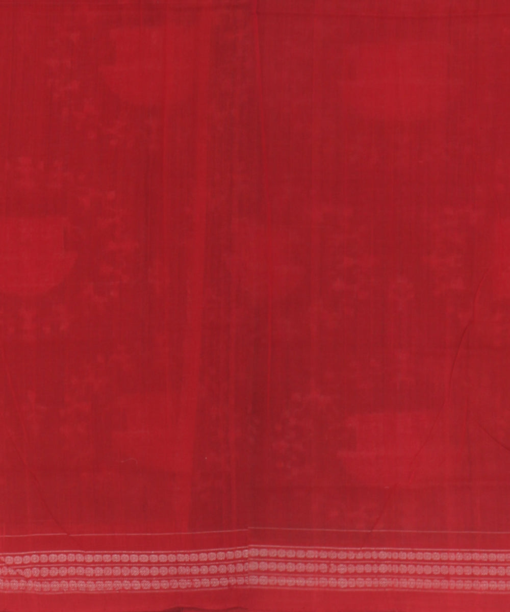 Grey red cotton sambalpuri handloom saree