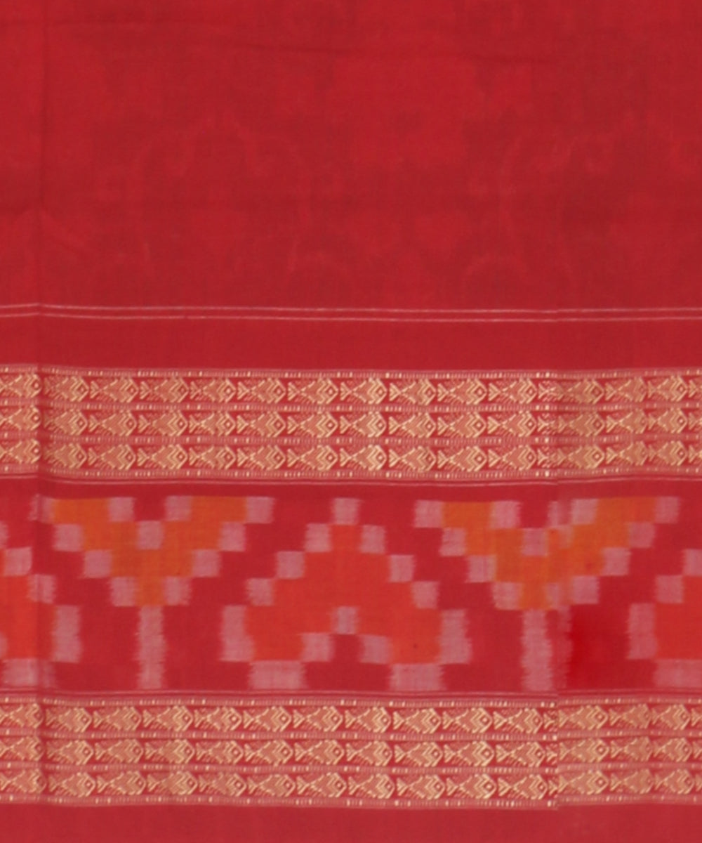 Light green grey red cotton handloom sambalpuri saree