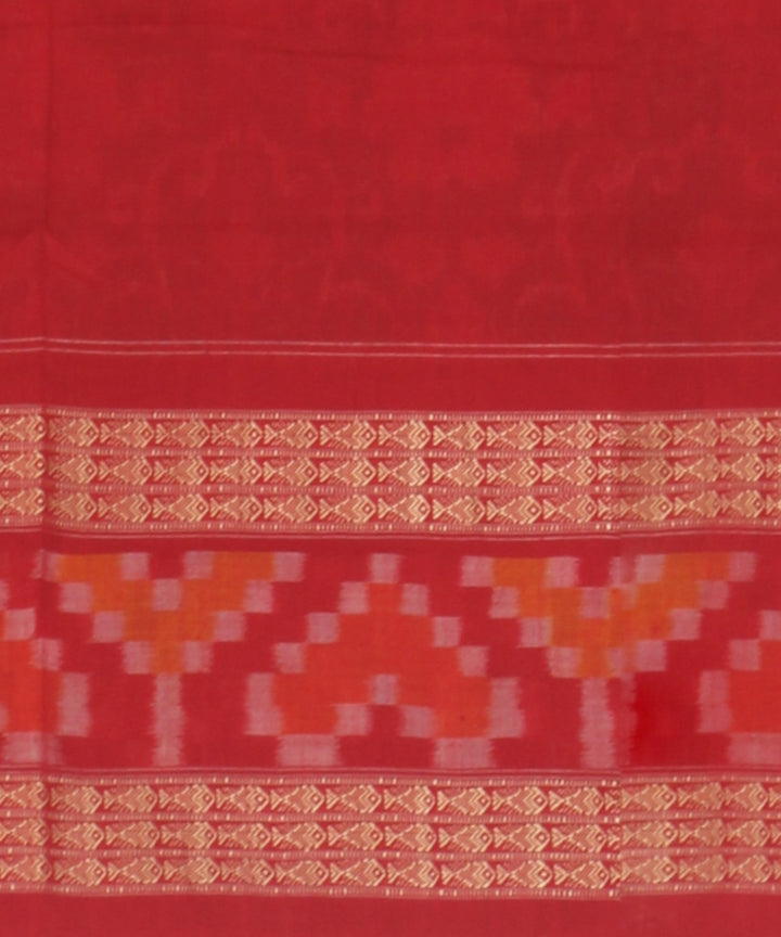 Light green grey red cotton handloom sambalpuri saree