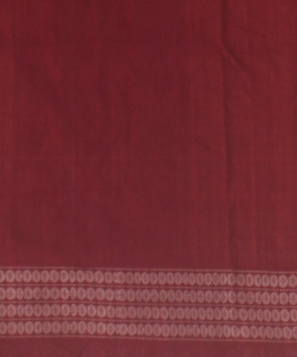 Yellow maroon cotton handloom sambalpuri saree