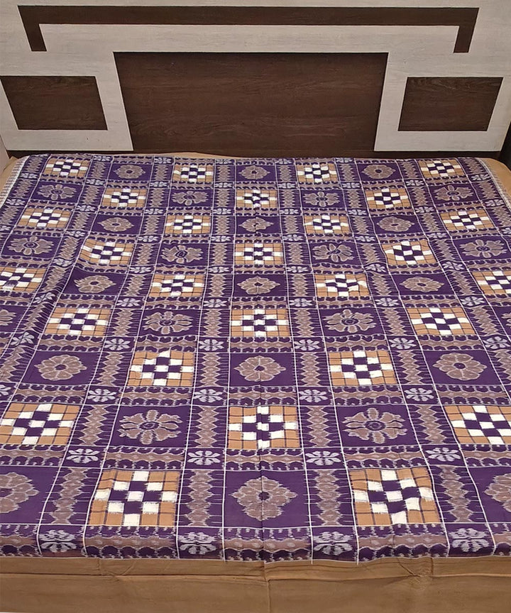 Violet brown handwoven sambalpuri cotton bedsheet
