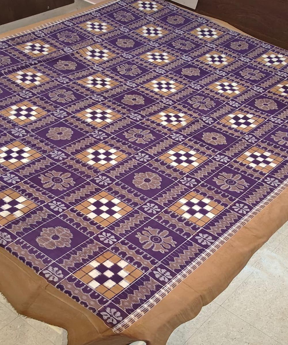Violet brown handwoven sambalpuri cotton bedsheet