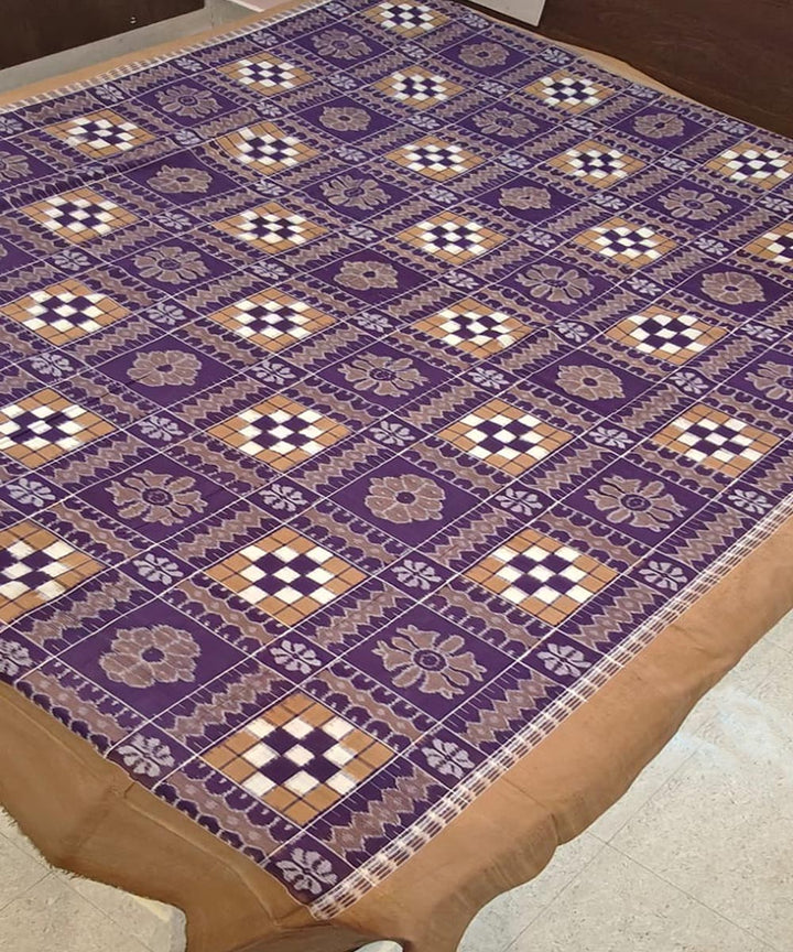 Violet brown handwoven sambalpuri cotton bedsheet