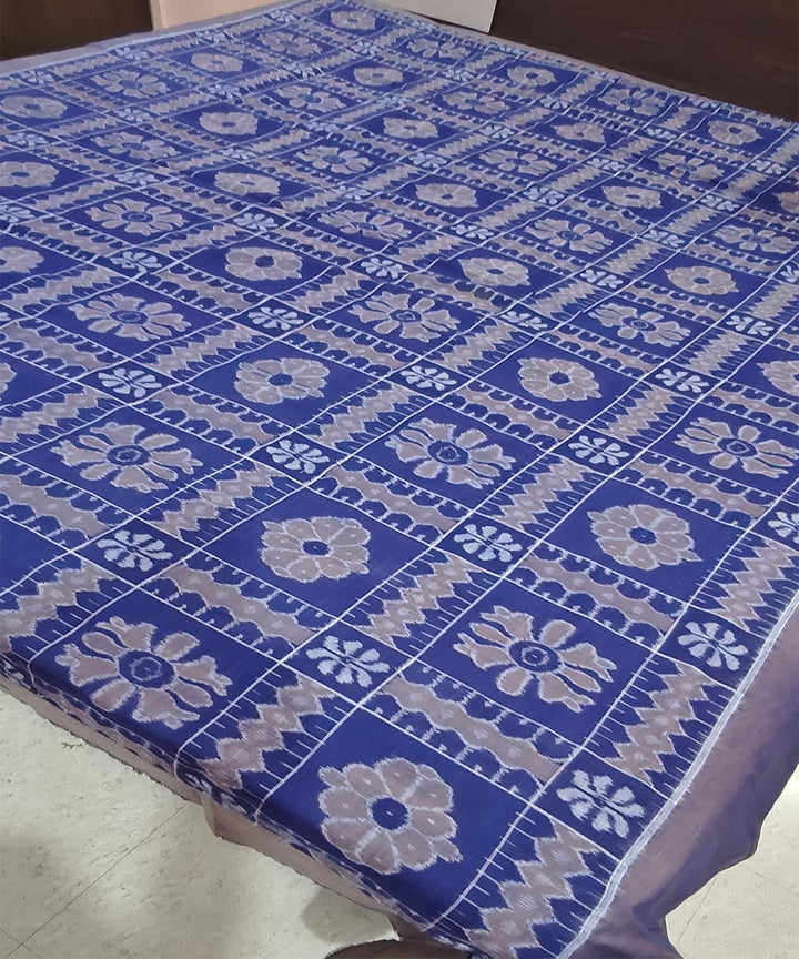 Navy blue handwoven cotton sambalpuri bedsheet