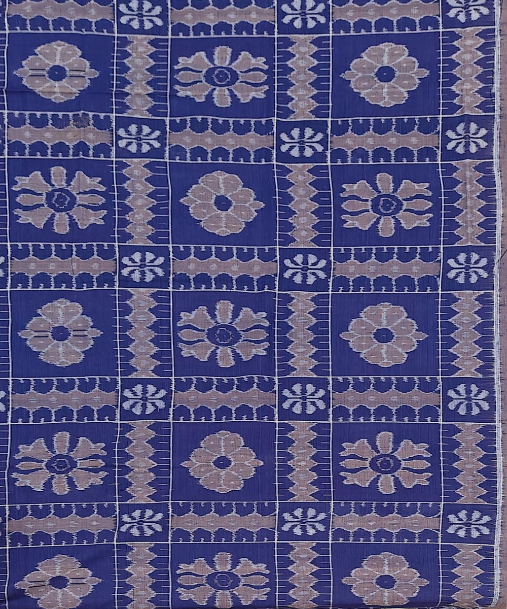 Navy blue handwoven cotton sambalpuri bedsheet