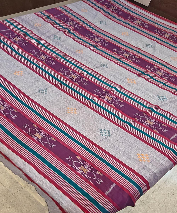Grey maroon streep handwoven sambalpuri cotton bedsheet