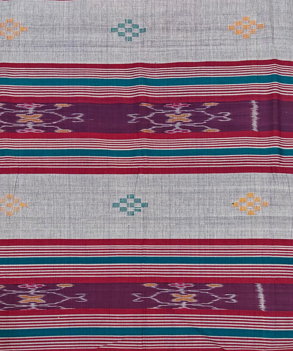 Grey maroon streep handwoven sambalpuri cotton bedsheet