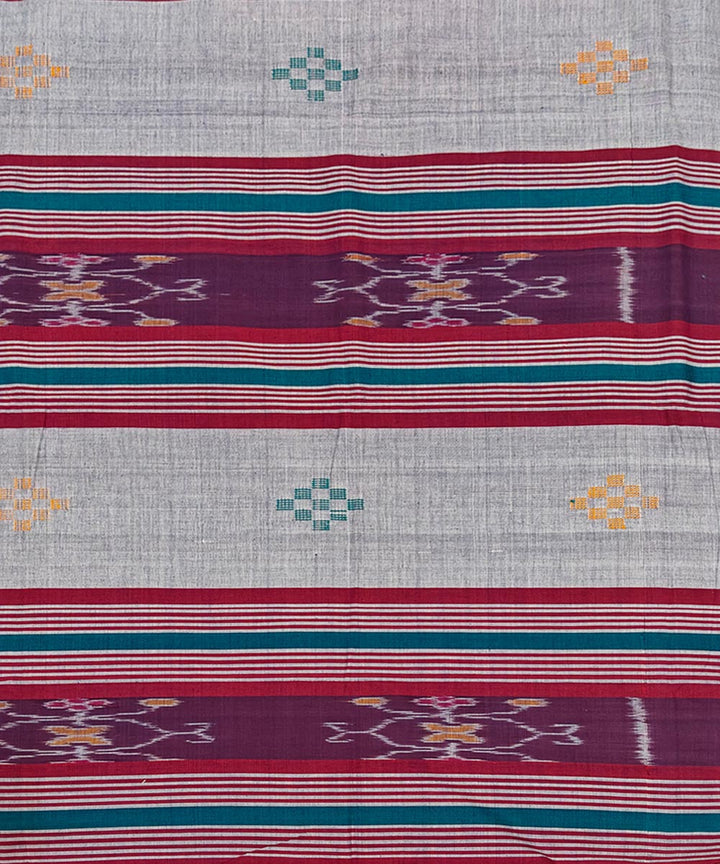 Grey maroon streep handwoven sambalpuri cotton bedsheet