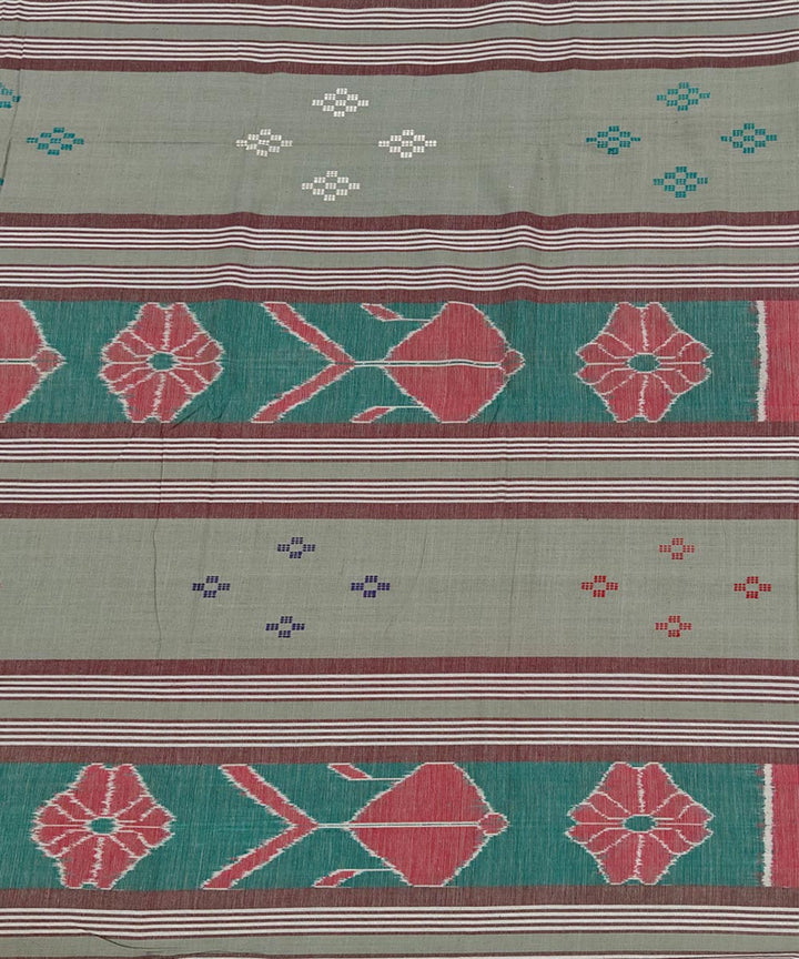 Olive green stripe handwoven sambalpuri cotton bedsheet