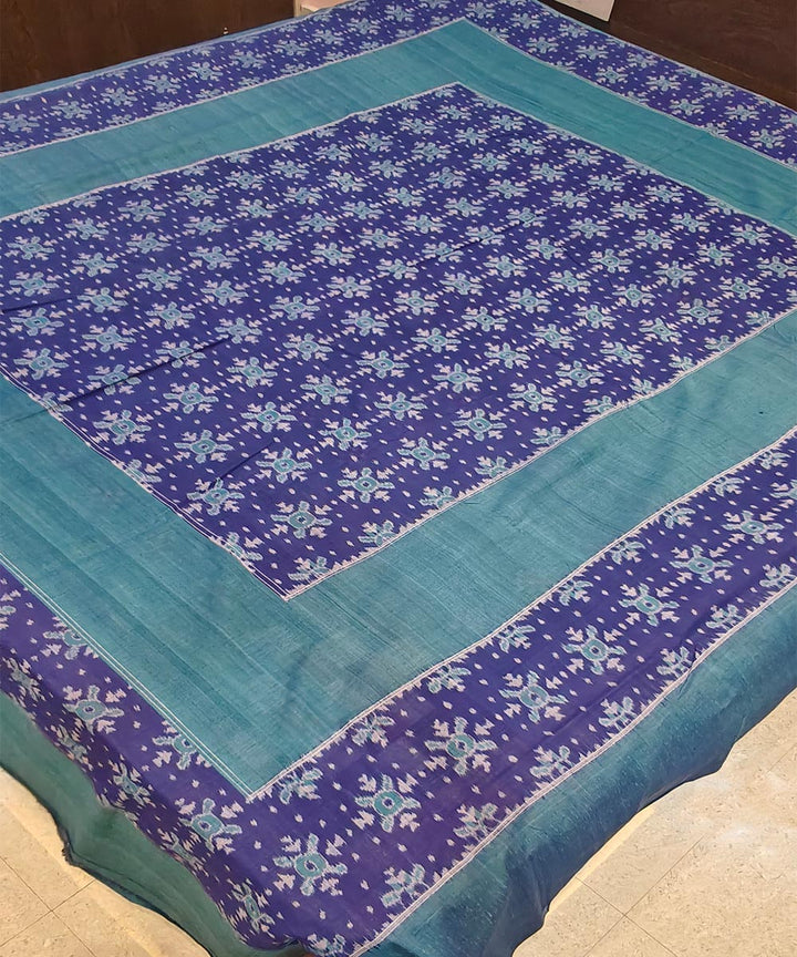 Navy blue handwoven sambalpuri cotton bedsheet
