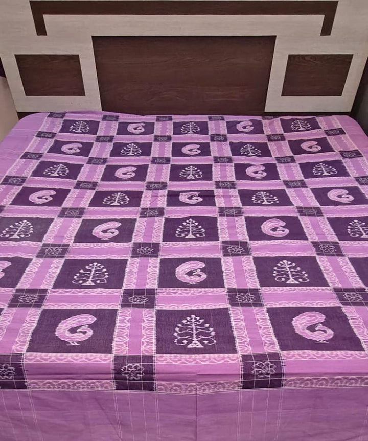 Purple handloom sambalpuri cotton bedsheet