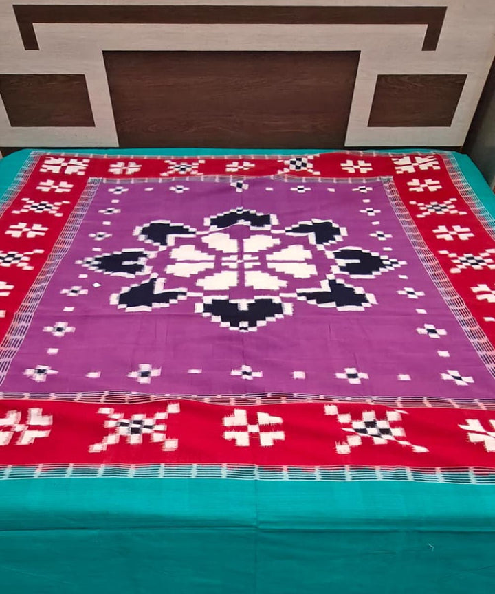 Purple red handwoven sambalpuri cotton bedsheet