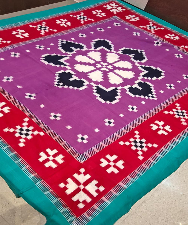 Purple red handwoven sambalpuri cotton bedsheet