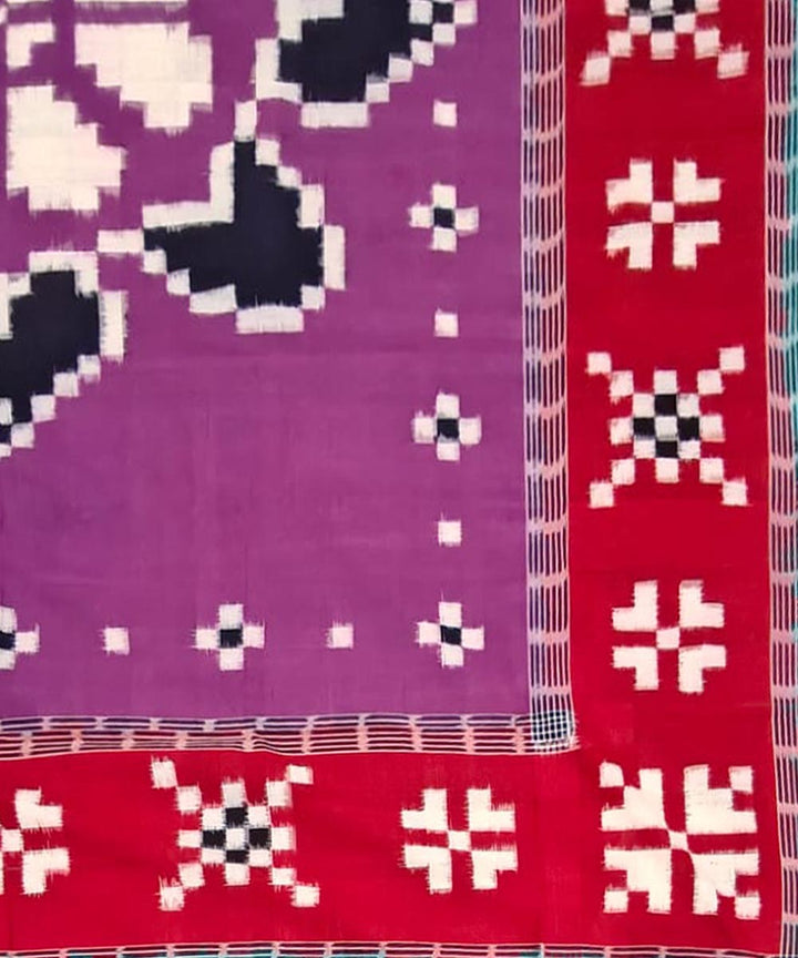 Purple red handwoven sambalpuri cotton bedsheet