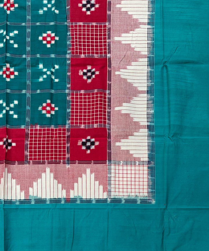 Red dark green handwoven sambalpuri cotton bedsheet