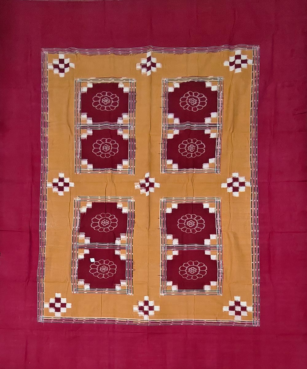 Brown maroon handwoven sambalpuri cotton bedsheet