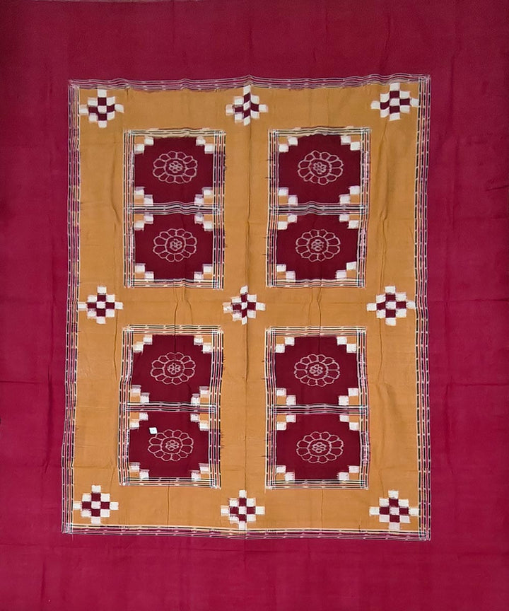 Brown maroon handwoven sambalpuri cotton bedsheet