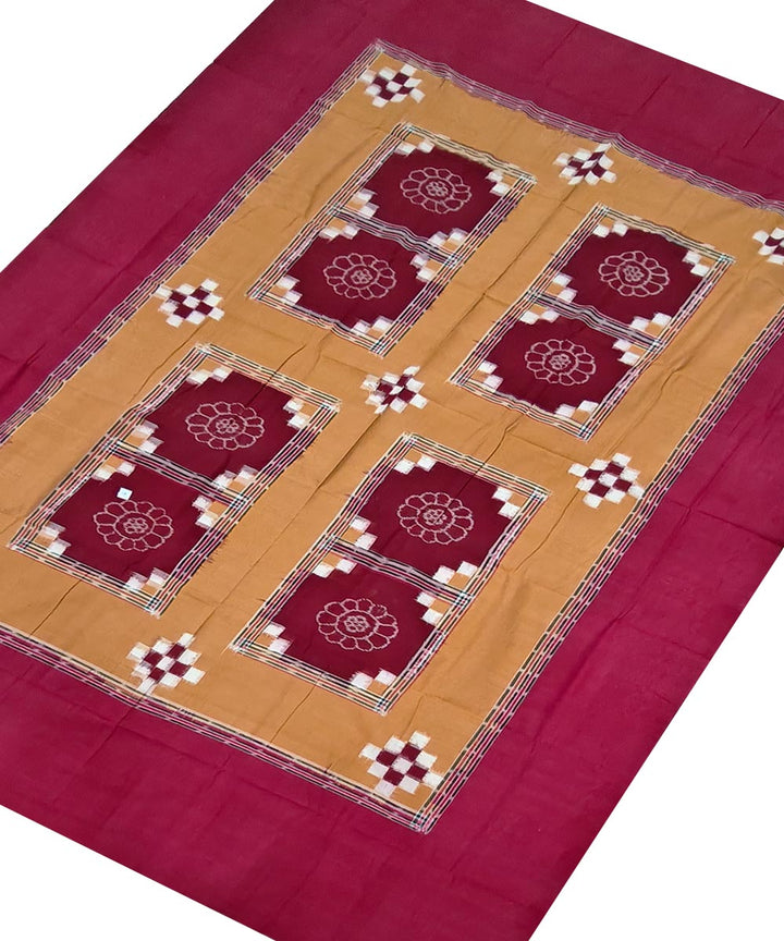 Brown maroon handwoven sambalpuri cotton bedsheet
