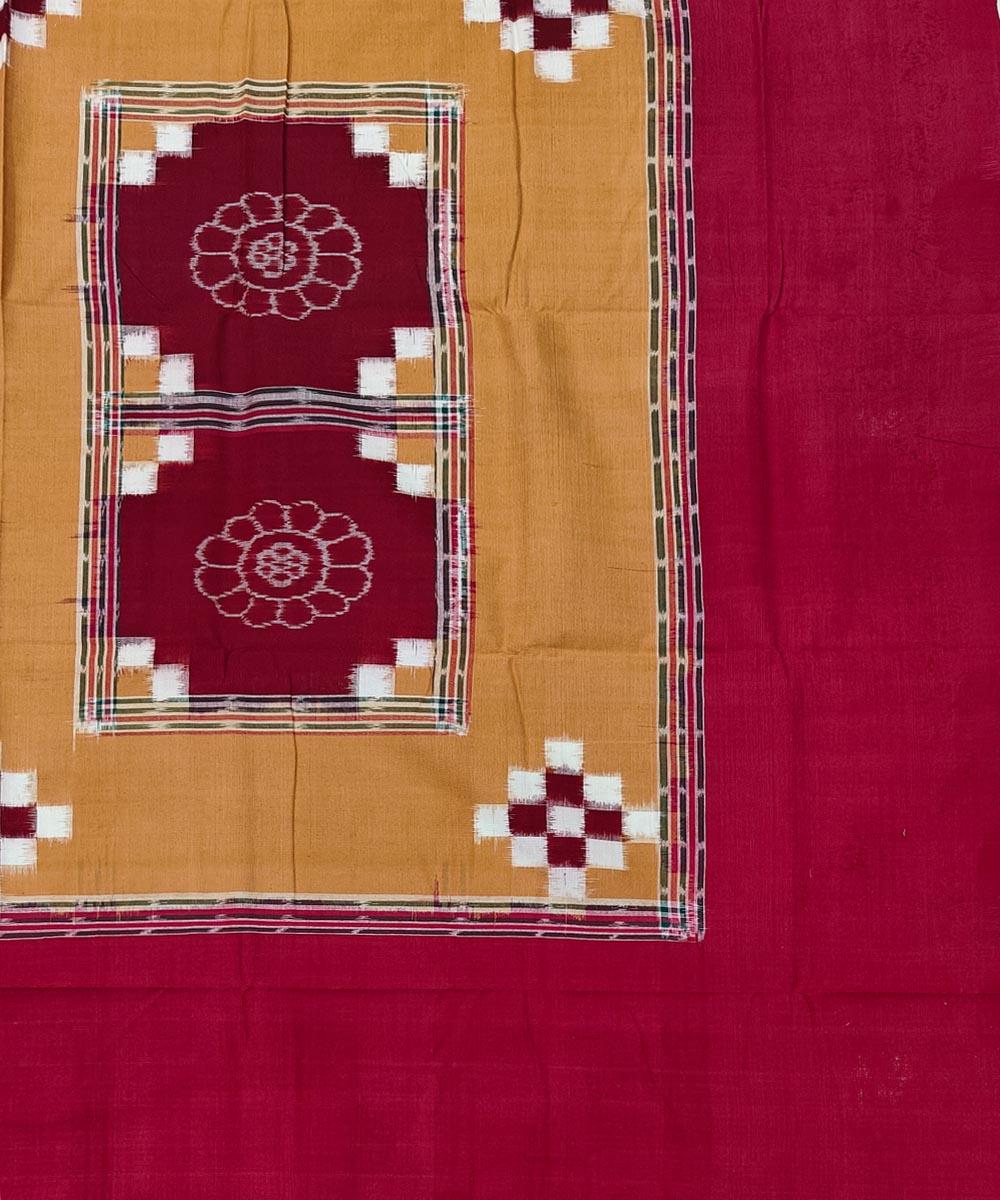 Brown maroon handwoven sambalpuri cotton bedsheet